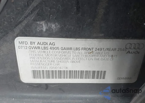 2013 Audi A4 2.0T Premium from USA, damaged, VIN WAUFFAFL7DN016718